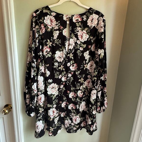 Show Me Your Mumu Donnie Dress Black Floral Long Sleeve Mini Swing Dress S - Picture 6 of 7